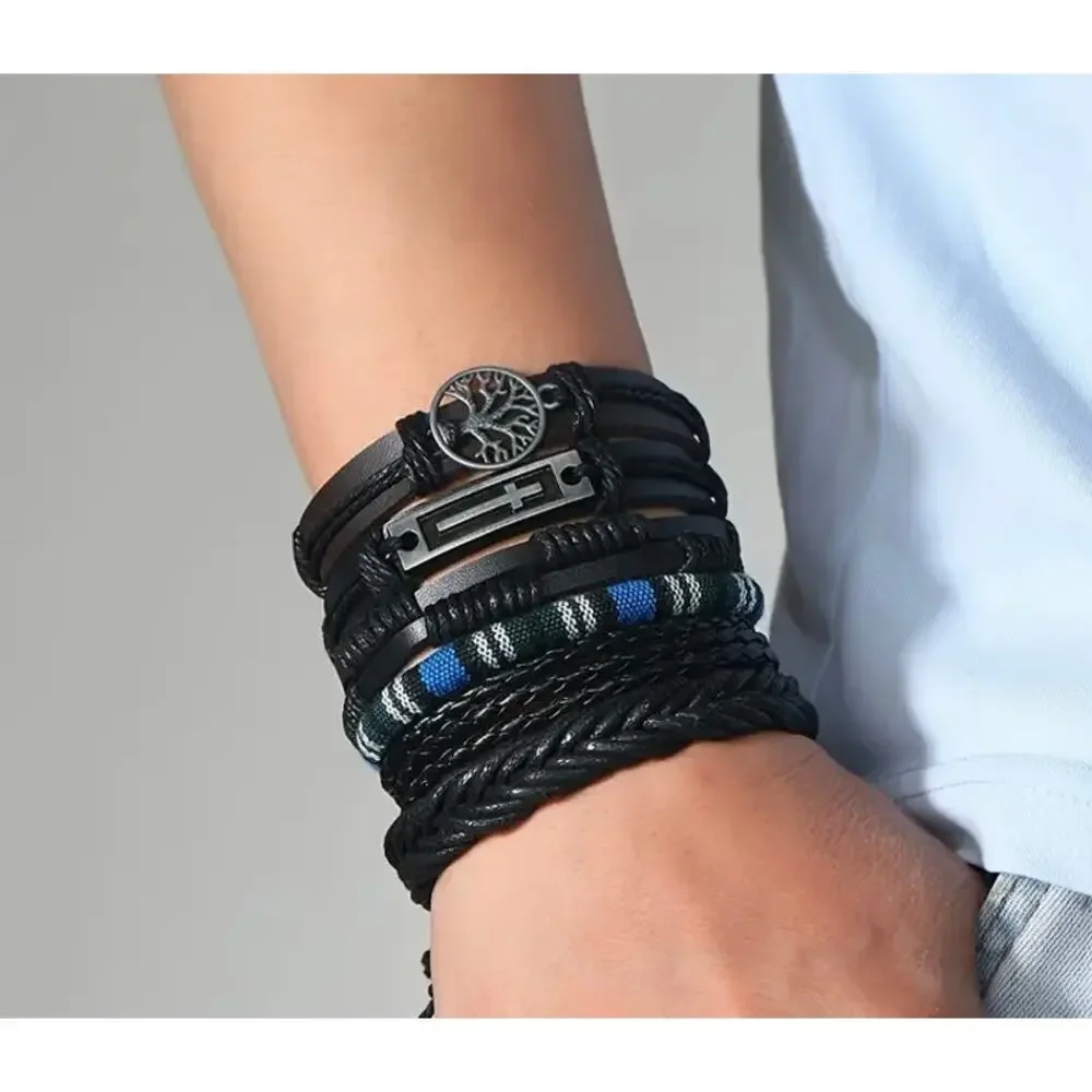 Men's Hand-woven Multi-layer Leather Bracelets. See Description on how to order